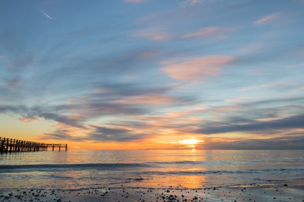 sunlight, sunset, sea, water, shore, reflection