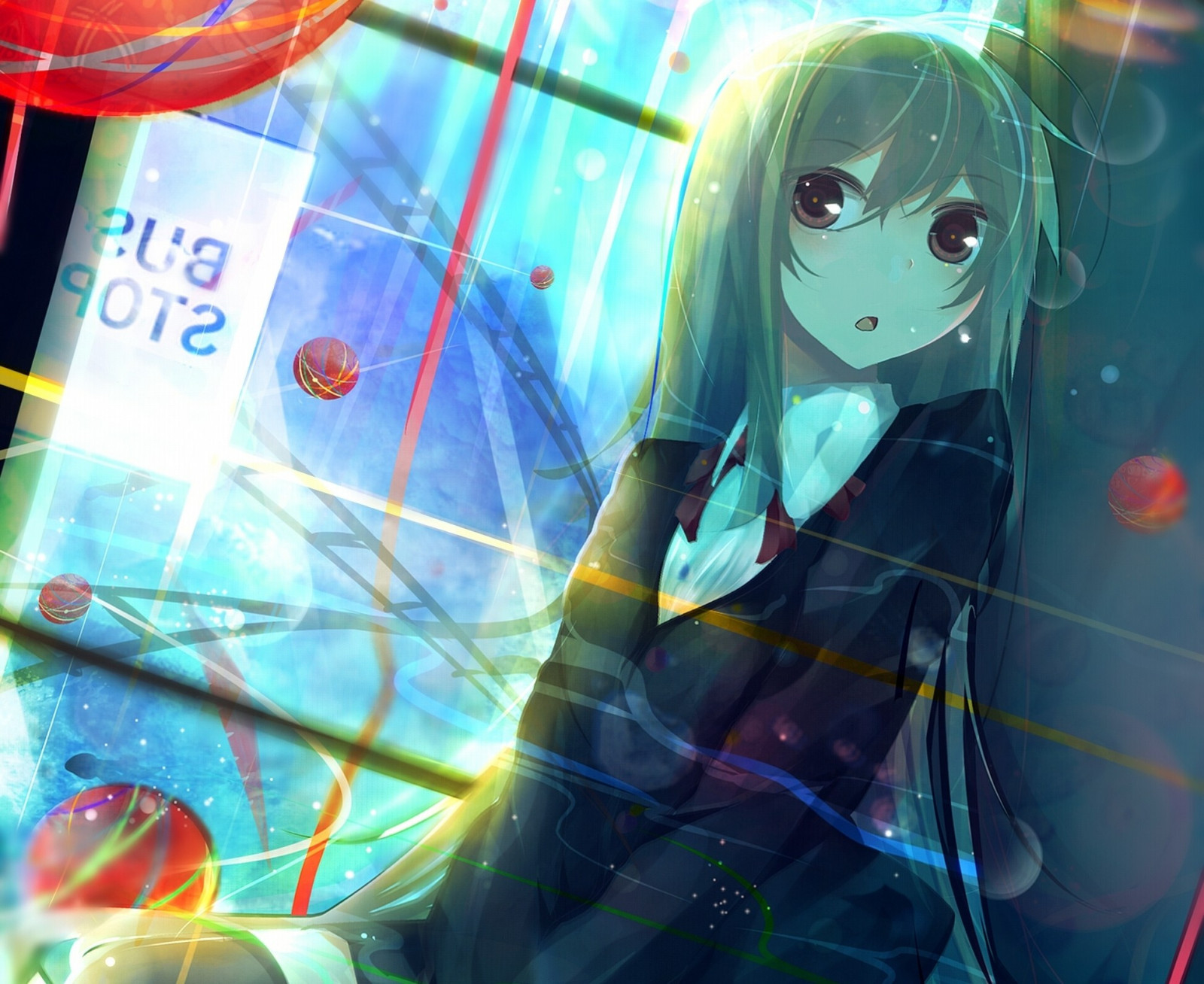 Kigger væk, langt hår, anime, Anime piger, Åben mund, originale karakterer, Legetøj, farve, skærmbillede, computer tapet