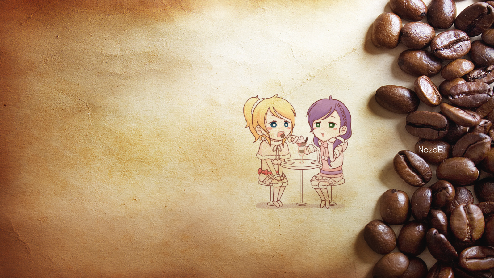 jídlo, káva, kavárny, Ayase Eli, Toujou Nozomi, sladkost, orgán