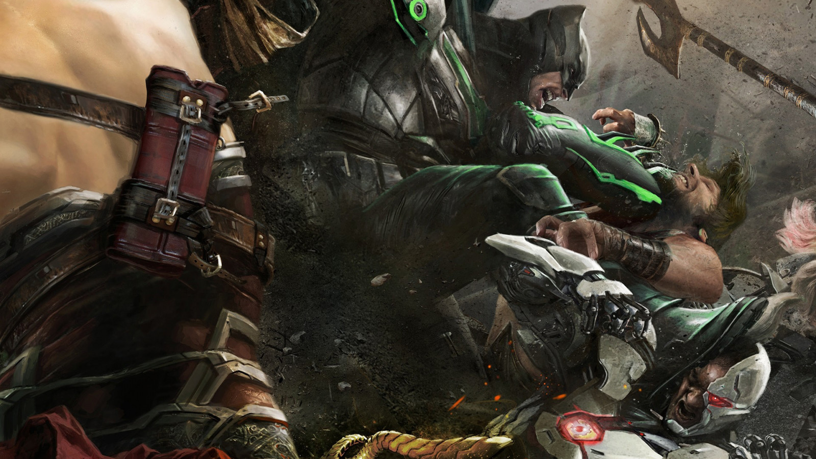 1920x1080 px, อะควาแมน, แบทแมน, Cyborg DC Comics, การ์ตูน DC, ศิลปะดิจิตอล, ความอยุติธรรม 2, วีดีโอเกมส์