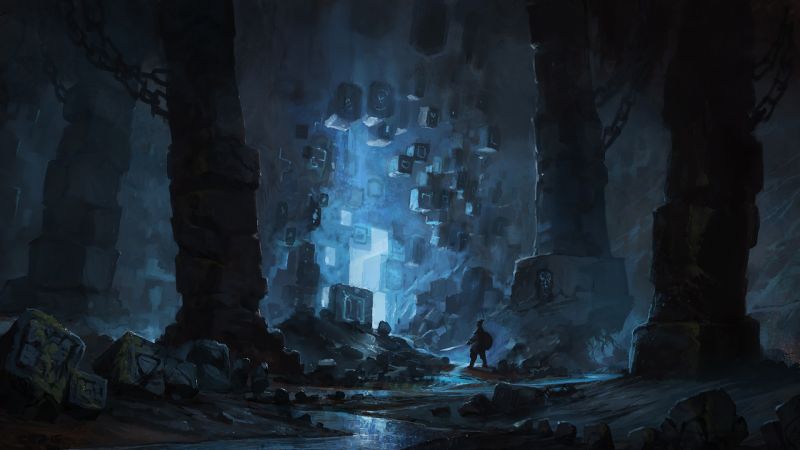 fantasy art, ice, cave, Formation, blue, science fiction fantasy art, ice, cave, Formation, blue, science fiction