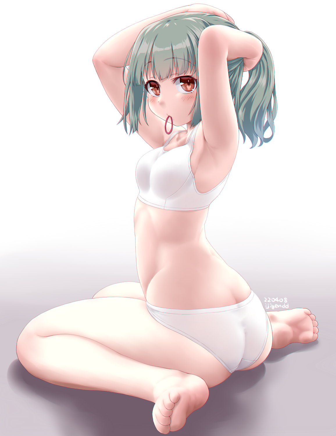 anime, anime girls, Kantai Collection, Yuubari KanColle, coda di cavallo, capelli verdi, opera d'arte, arte digitale, fan art