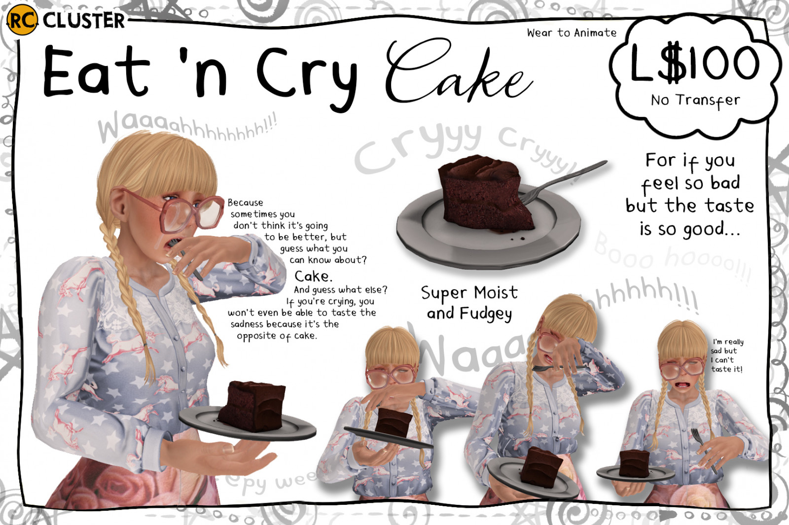 dort, jídlo, čokoláda, fondán, čokoládový dort, ledová poleva, smutný, pláč, plakat, emoce, citový, emo, slzy, smutek, smrt, smutný, dar, dárkové předměty, uzdrav se, dezert, Deprese, deprimovaný, Pomoc, chuť, RC, rccluster, druhý život, SL, Reddcolumbia, legrační, zábava