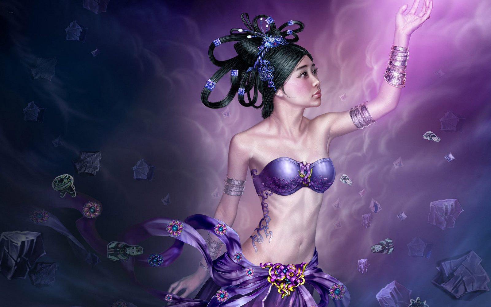 ilustrace, ženy, nachový, podprsenka, břicho, Snímek obrazovky, počítač tapeta, fiktivní postava