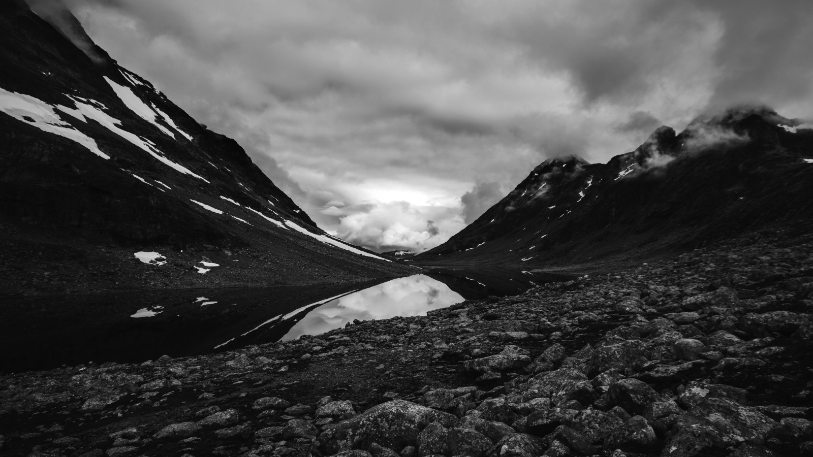 6000x3375 px, pegunungan, Norway, batu, salju, air