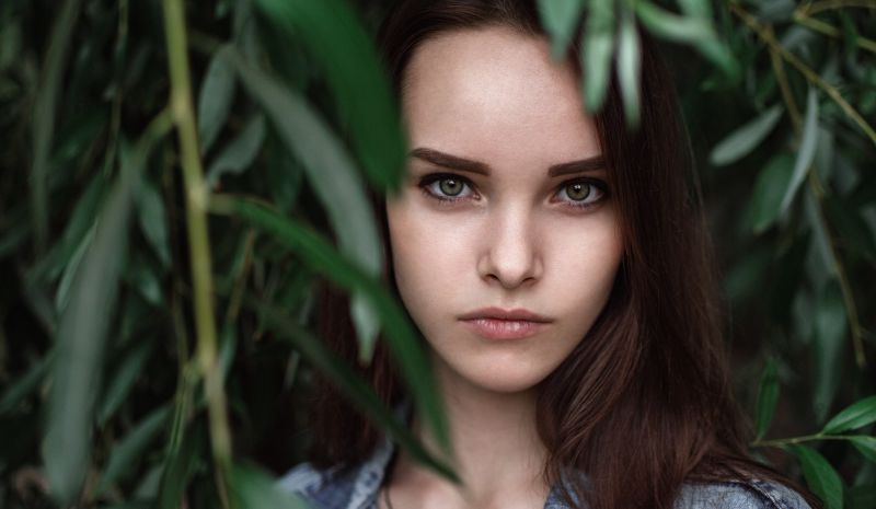 tvář, les, ženy, model, portrét, hloubka pole tvář, les, ženy, model, portrét, hloubka pole