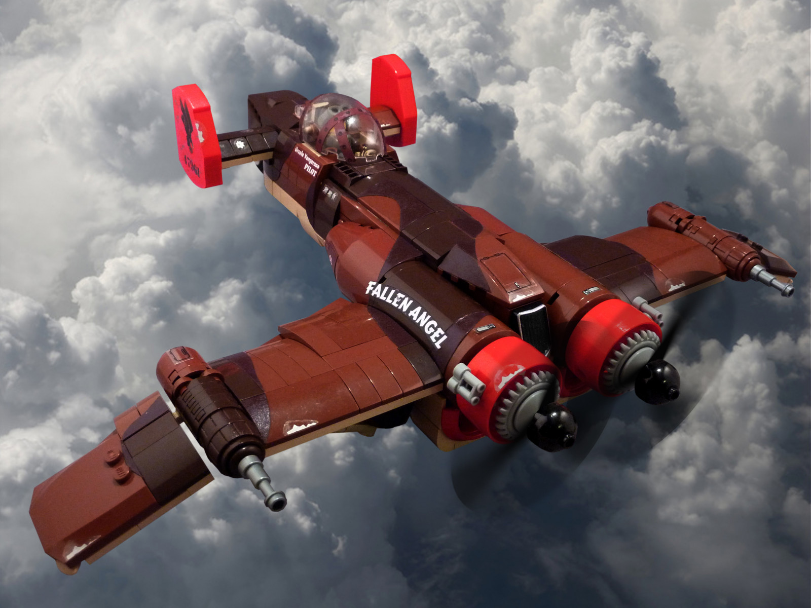 sky, war, airplane, aircraft, LEGO, propeller, world, military aircraft, machine, pilot, dieselpunk, two, plane, fighter, aviation, 2, fantasy, moc, general aviation, monoplane
