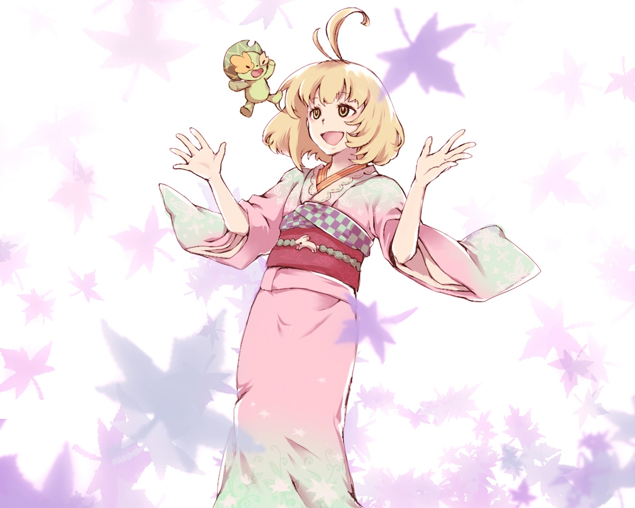 ภาพประกอบ, อะนิเมะ, การ์ตูน, จอย, กิโมโน, หญิงสาว, มังงะ, หมอผีไม่ได้, shiemi moriyama