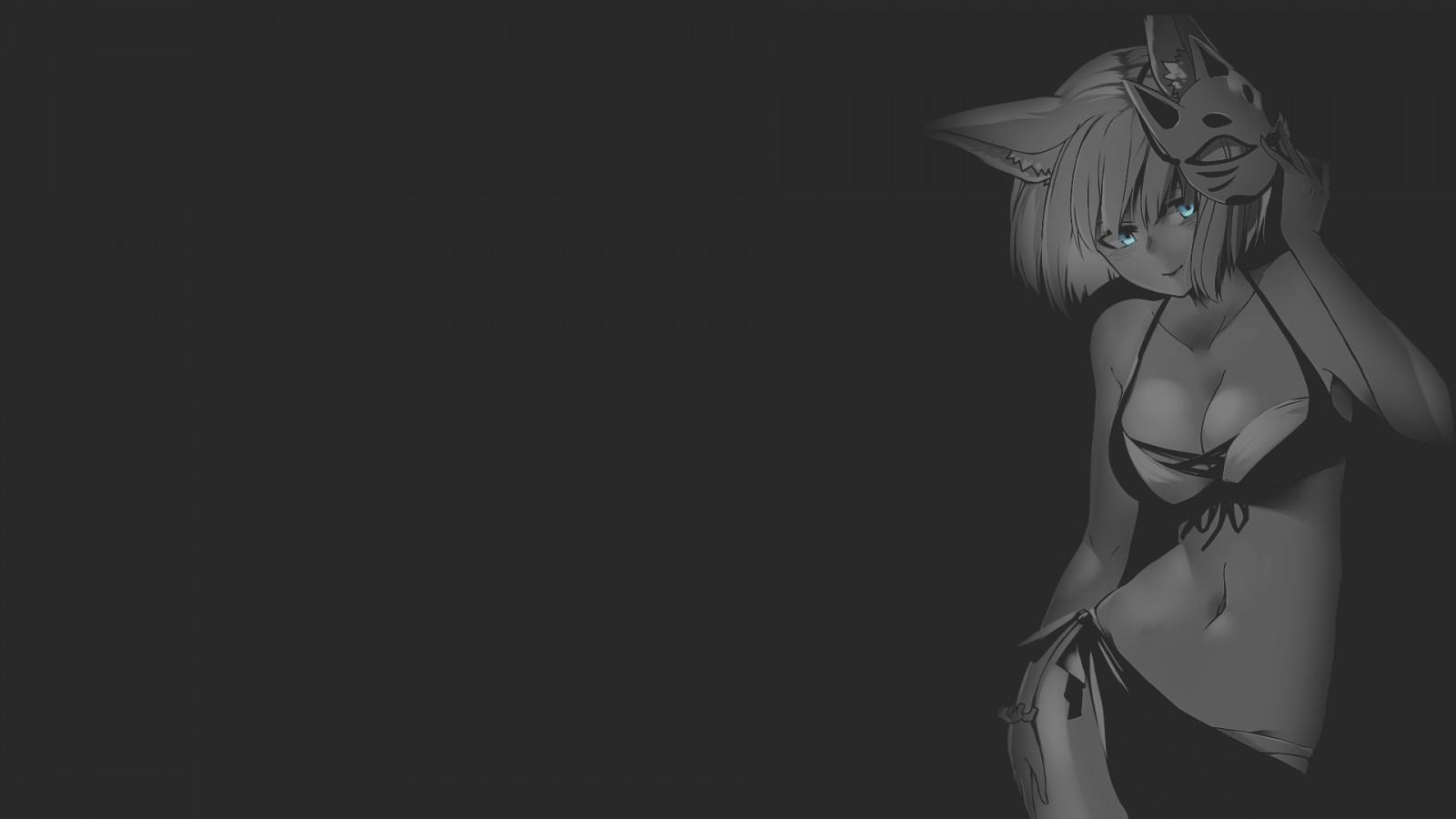 Wallpaper : minimalism, texture, dark background, anime girls, women, fan art, illustration, fox ...