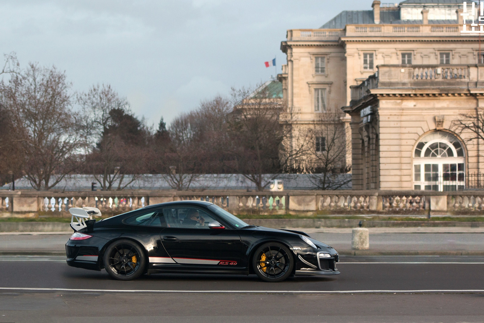 Černá, Paříž, Francie, Krásná, závod, bohatý, profil, 911, plný, Invalidovna, Porsche, 4 l, rs, luxus, Vzácný, GT3, 997, gt3rs