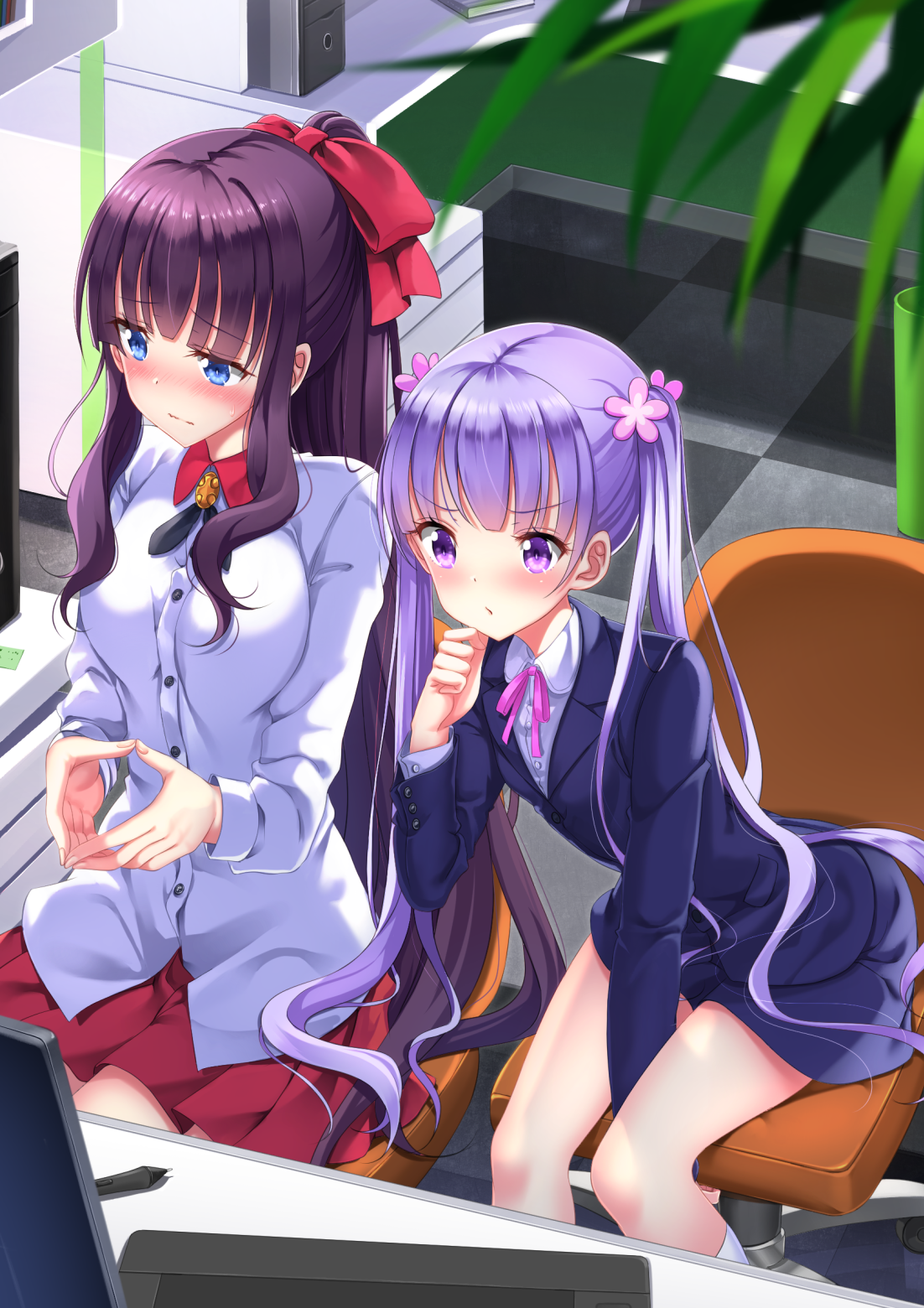 Wallpaper Anime Girls Long Hair Purple Hair Purple Eyes Blue
