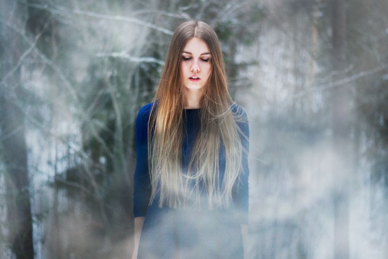 stromy, les, Model, portrét, blondínka, dlhé vlasy stromy, les, Model, portrét, blondínka, dlhé vlasy