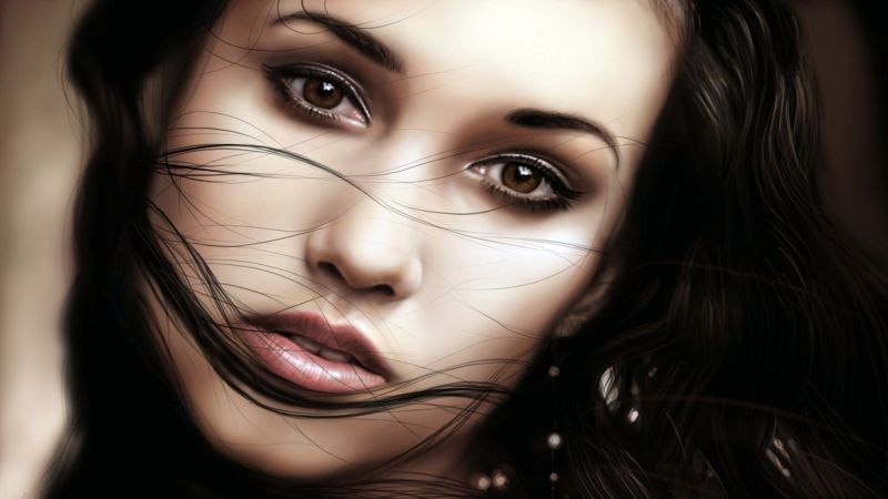 tvář, digitální umění, ženy, model, portrét, černobílý tvář, digitální umění, ženy, model, portrét, černobílý