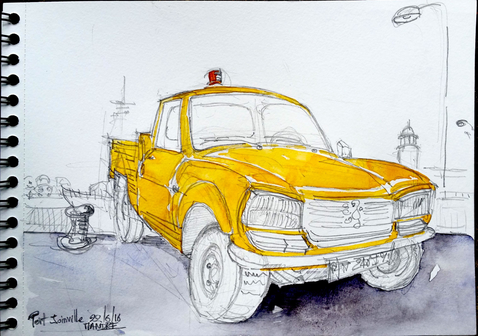 croctoo, croctofr, pastelka, akvarel, 504, peugeot, vyzvednout, auto, yeu, Croquis