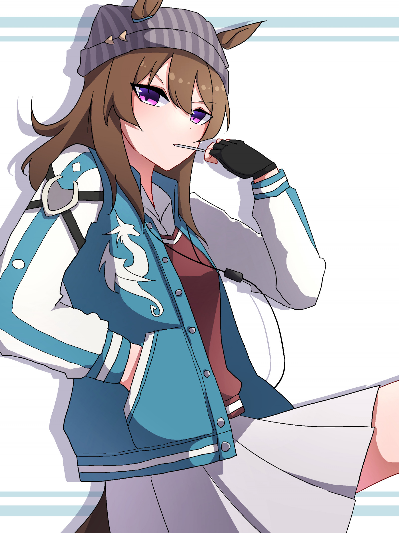 anime, anime dívky, Uma Musume Pretty Derby, horse girls, zvířecí uši, Nakayama Festa Uma Musume, dlouhé vlasy, bruneta, sólo, umělecká díla, digitální umění, fan art, čepice