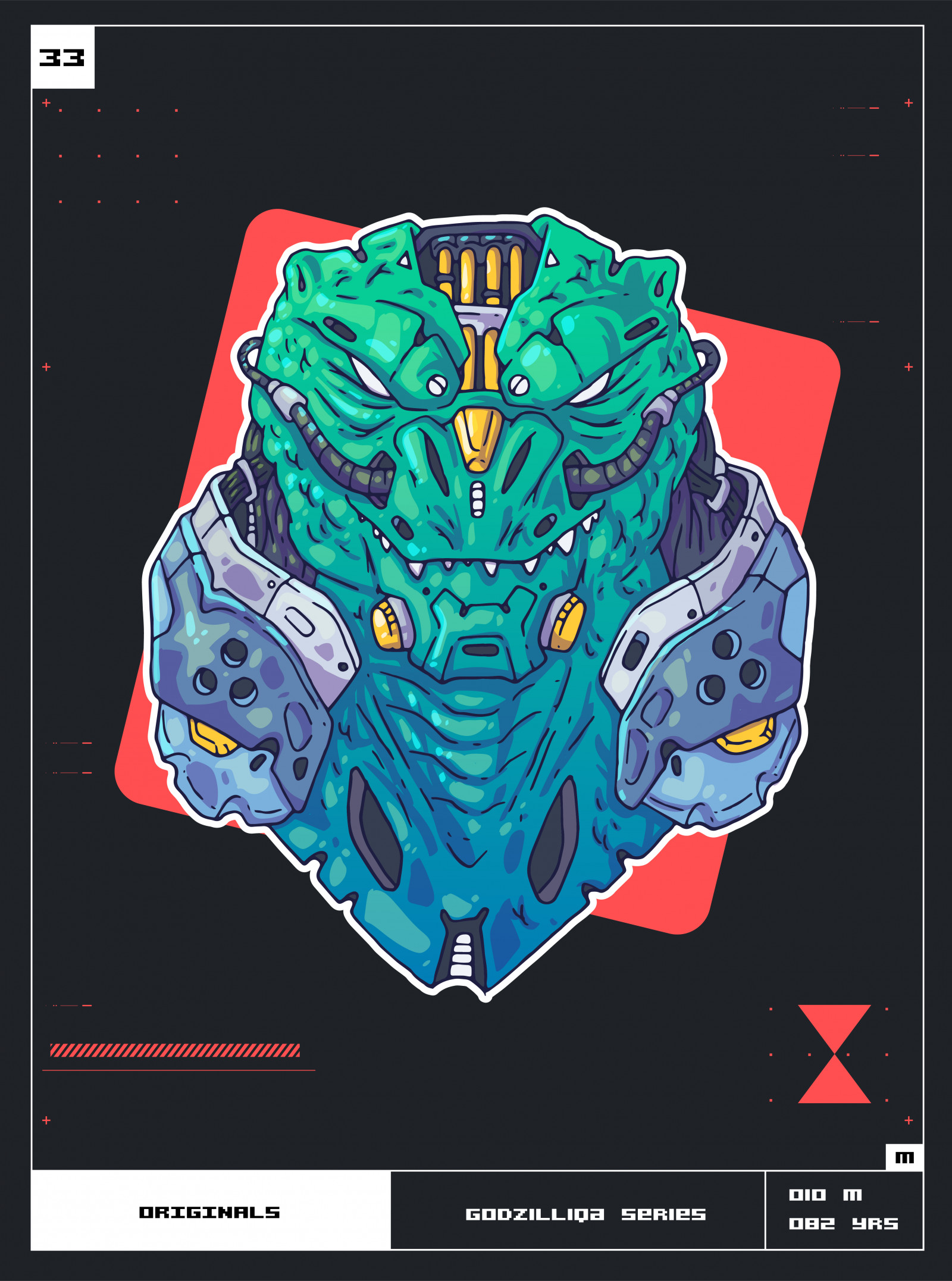nft, arte digital, ilustración, Godzilla, Godzilla Vs Kong, Pantalla de retrato