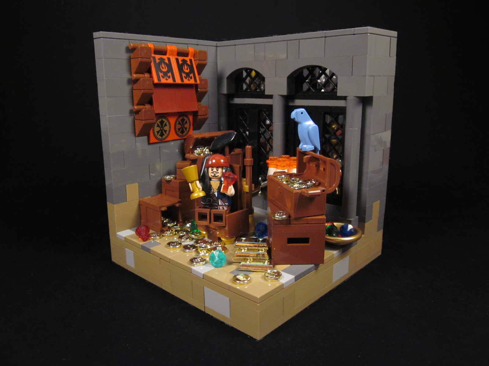 architektura, Diamanty, Zvedák, zlato, poklad, LEGO, Disneyland, piráti, Papoušek, scéna, Disney, chróm, Vrabec, waltdisneyworld, Viněta, série obrazů, medailonky, moc, Jack Sparrow, Bignette, Chromegold