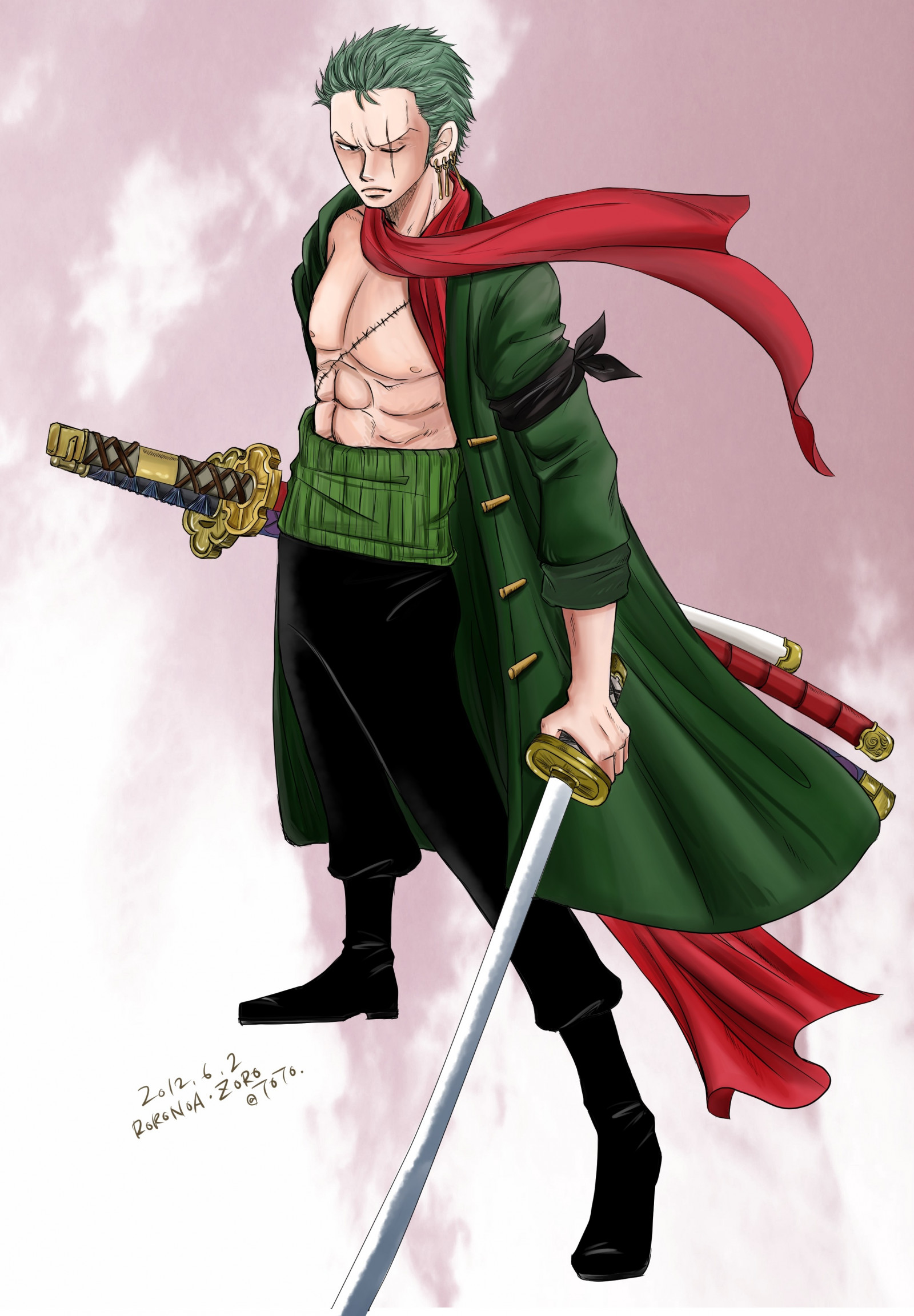 ilustrace, anime, Jeden kus, Roronoa Zoro, Osoba, fiktivní postava, kostýmy, akční figurka