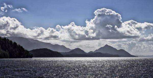 mountains, lake, sunlight, landscape, sea, nature