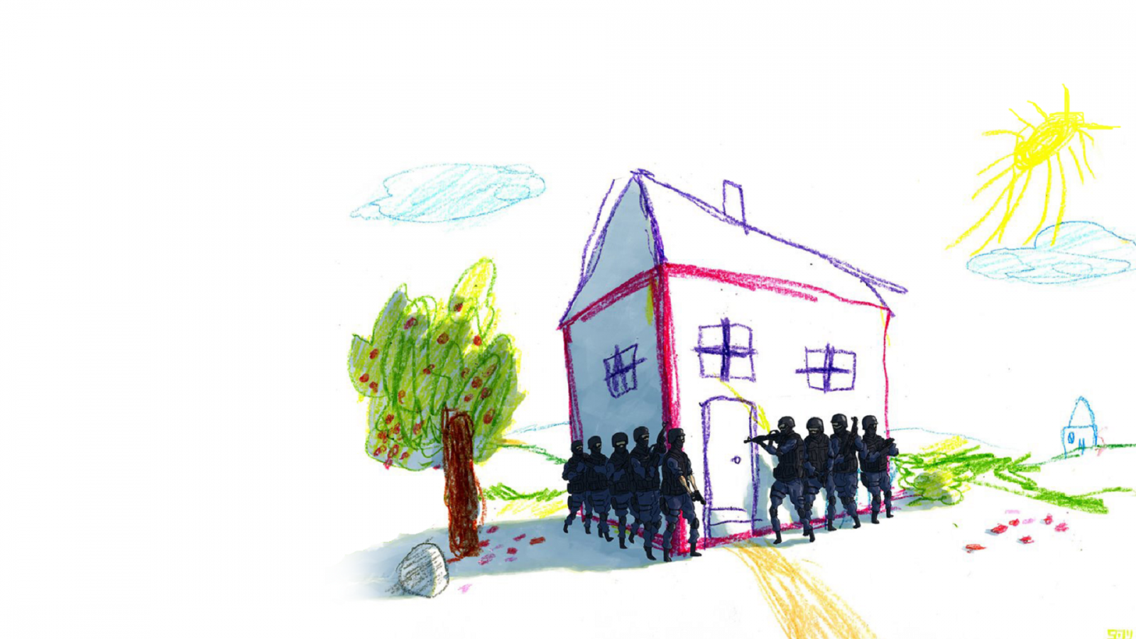 Humor, Buntstifte, Belagerung, Gewehr, SWAT, Haus