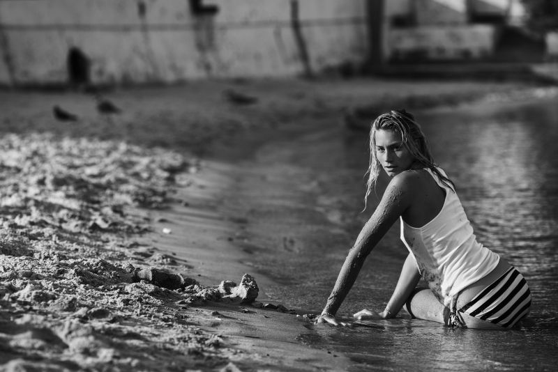 Černá, ženy, černobílý, model, bílý, fotografování
