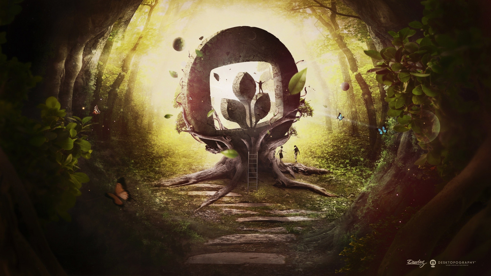 Wallpaper : sinar matahari, hutan, seni digital, alam, fotografi, logo ...