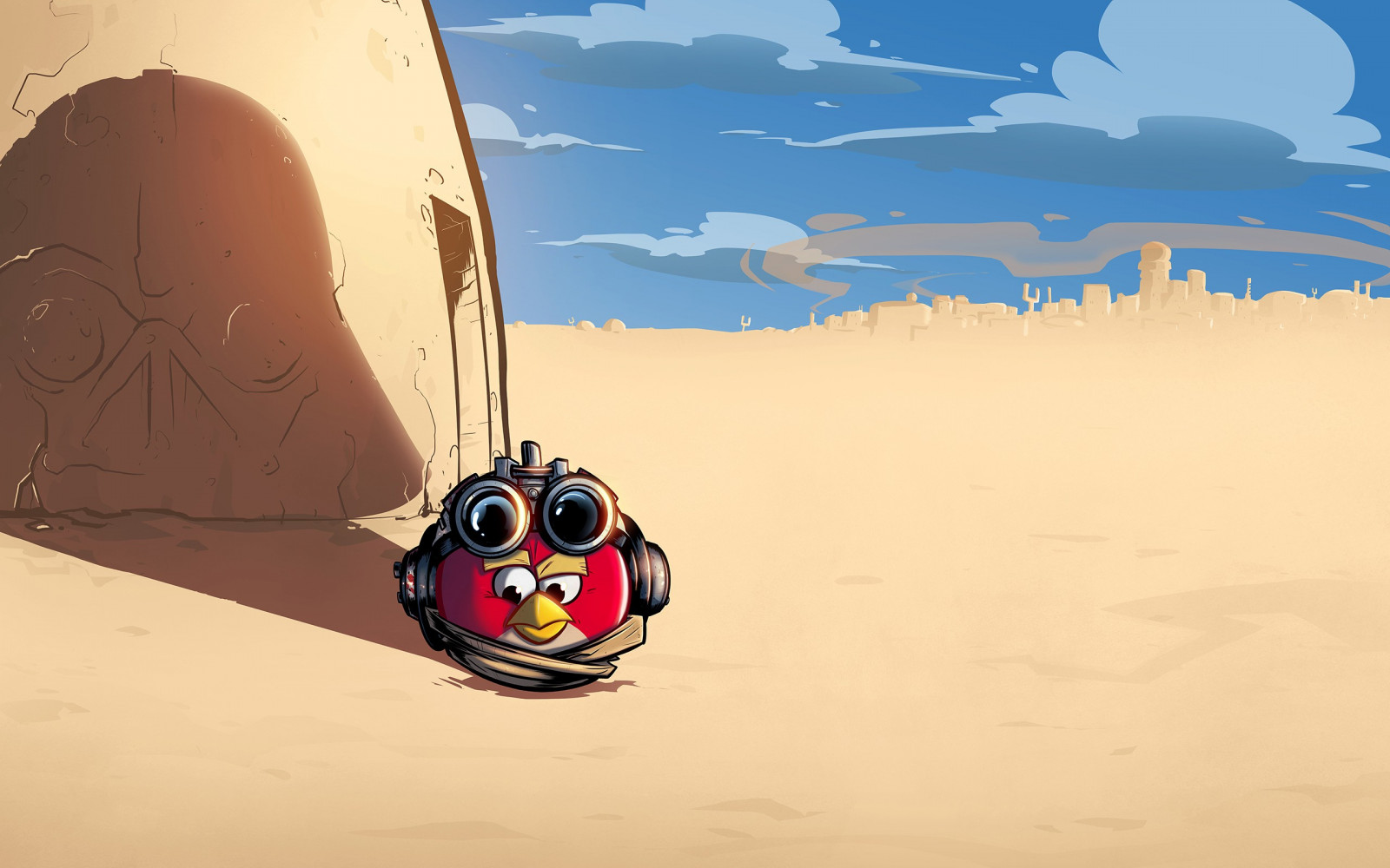 krajina, ilustrace, Hvězdné války, písek, nebe, poušť, angry Birds, Anakin Skywalker, dovolená, Tatooine, 2560x1600 px, počítač tapeta