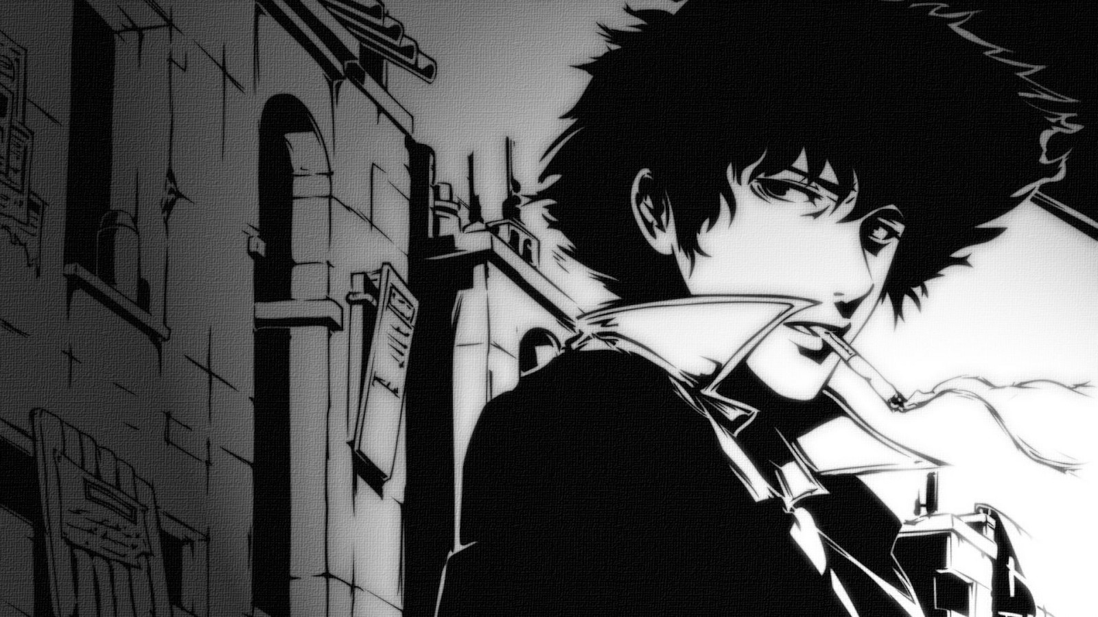 výkres, Černá, ilustrace, černobílý, anime, kreslená pohádka, Cowboy Bebop, Spike Spiegel, skica, Černý a bílý, monochromatické fotografování, Film noir, mangaka