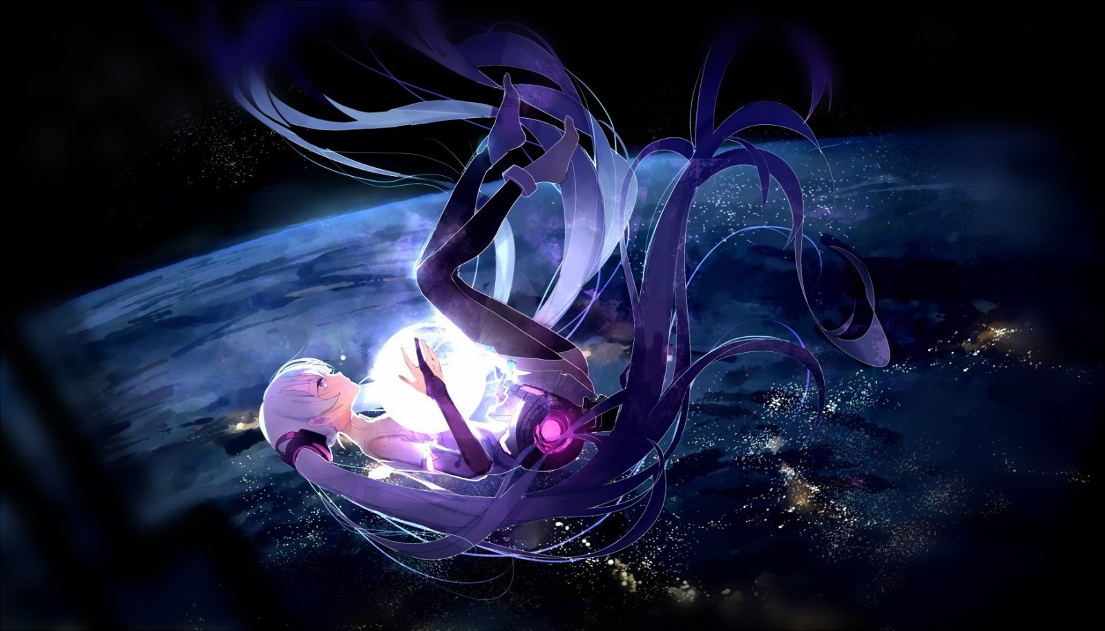 ภาพประกอบ, Vocaloid, Hatsune Miku, Hatsune Miku ผนวก, ความมืด, ภาพหน้าจอ, วอลล์เปเปอร์คอมพิวเตอร์, ตัวละคร, 1750x1000 px