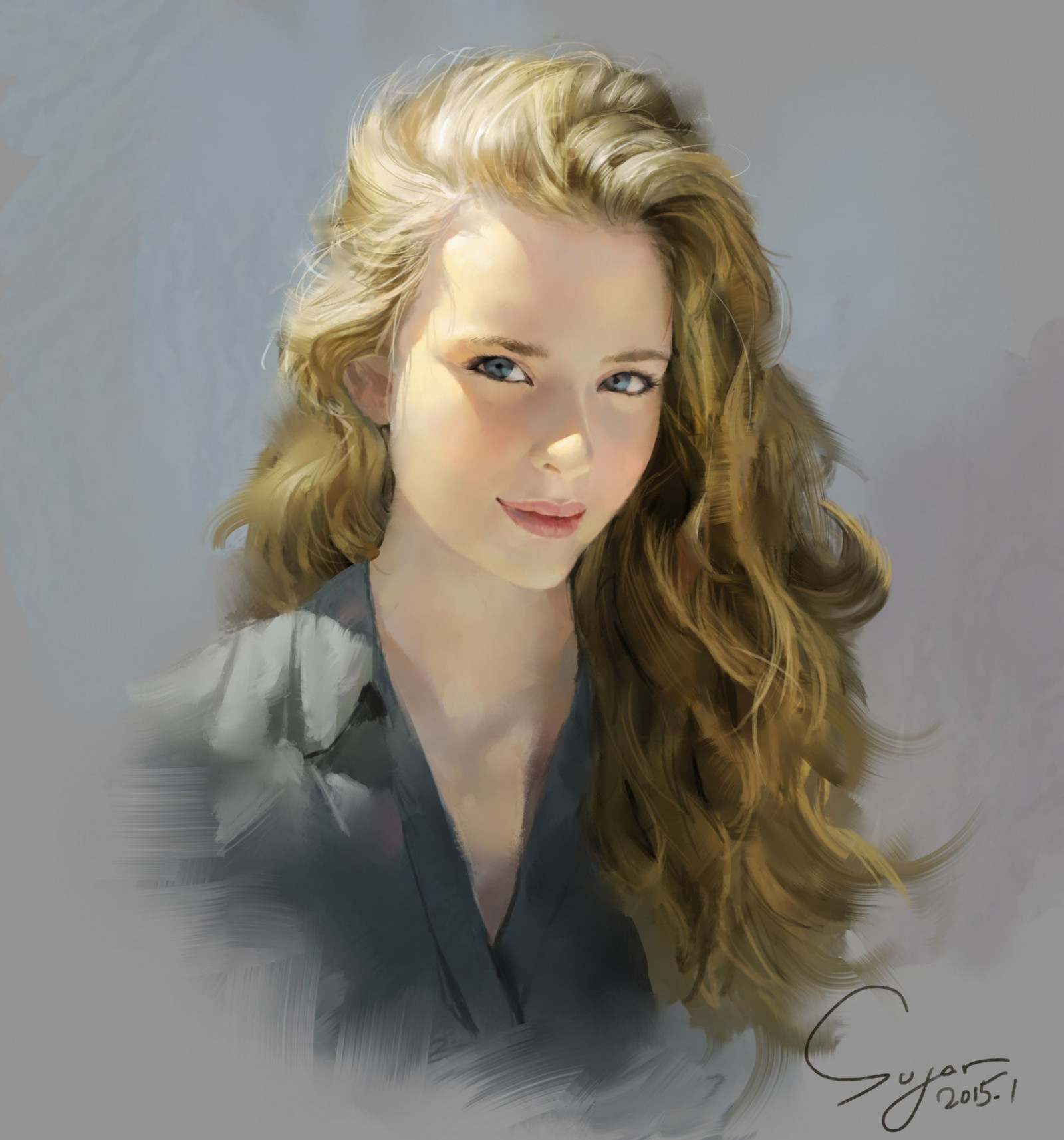 Wallpaper face, model, portrait, long hair, 2D, fan art, head