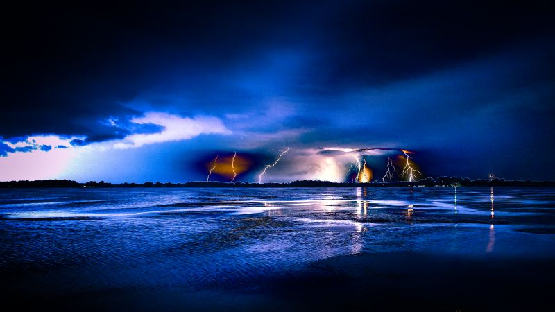 sø,vand,nat,lang,udsættelse,lyn