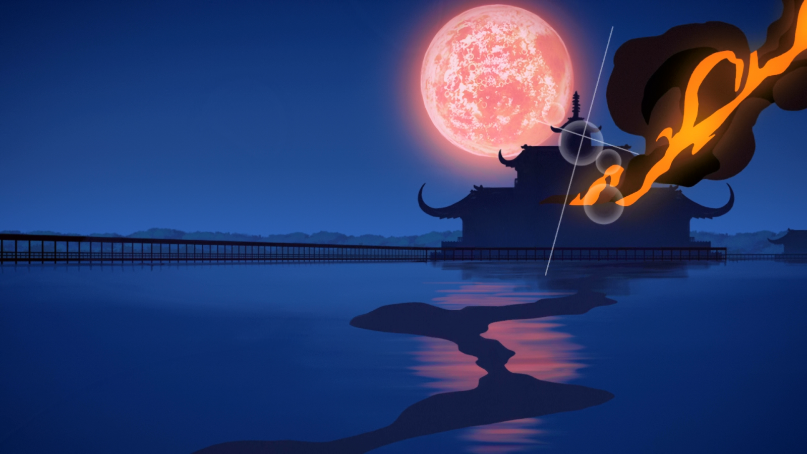 Shinsekai Yori, fuoco, notte, Luna