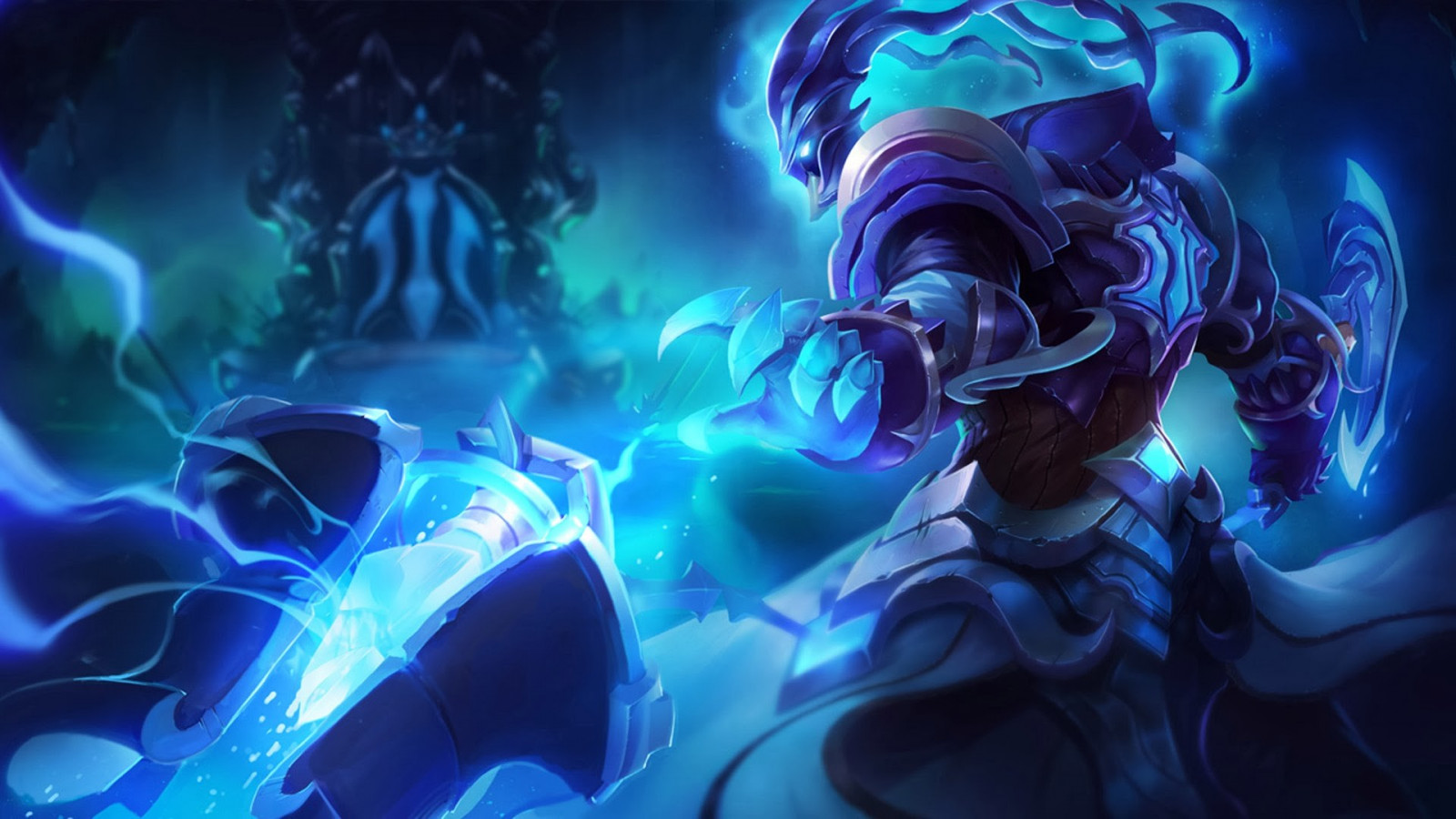 anime, spazio, League of Legends, Trebbiare, blu, demone, oscurità, immagine dello schermo, grafica, mecha, 1920x1080 px, sfondo del computer, personaggio fittizio, arte frattale, effetti speciali, gioco pc, organismo, blu elettrico, cg artwork, visual effects