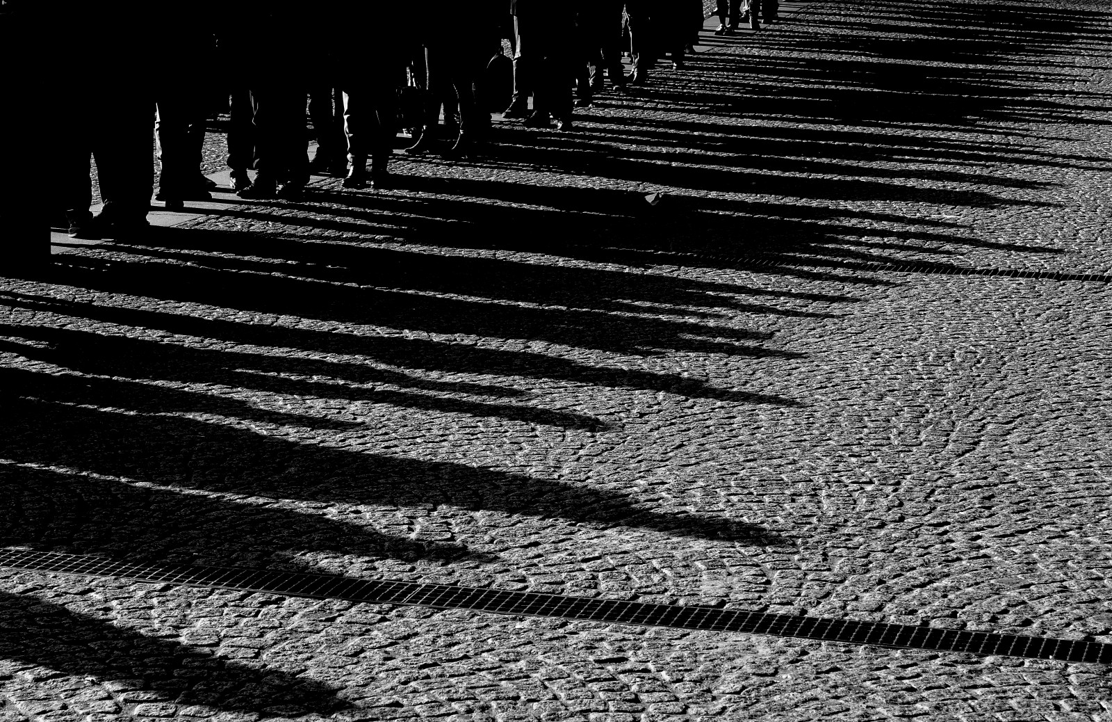 Wallpaper street, night, cobblestone, urban, sky, shadow, atmosphere