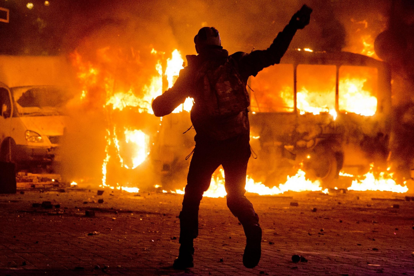 Feuer, Ukraine, Protestoren, ukrainisch, Kiew, Maidan, Stuntman, Feuer