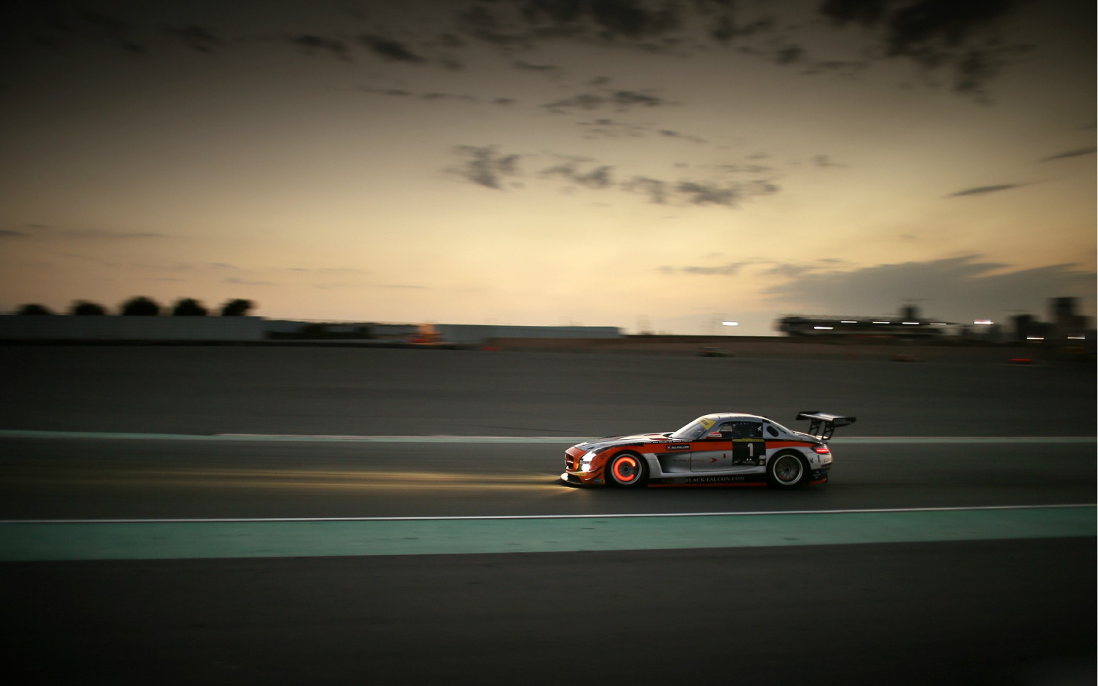 deporte, puesta de sol, autos de carreras, coche, vehículo, carreras, conducción, Mercedes SLS, ligero, oscuridad, Supercar, captura de pantalla, Diseño automotriz, Marca de automóvil