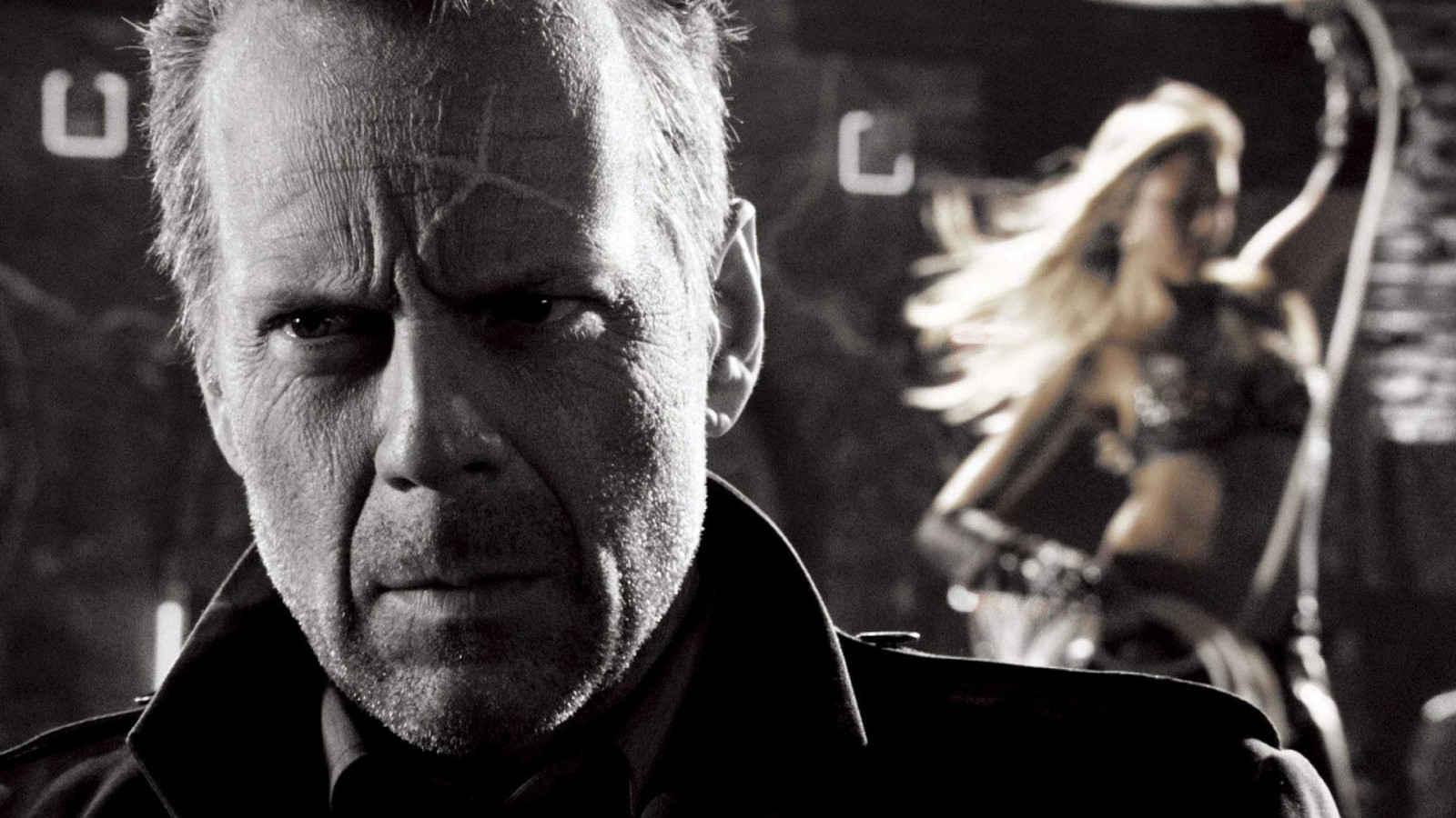 Černá, černobílý, portrét, filmy, hudba, hudebník, Město hříchu, Osoba, Bruce Willis, film, 1920x1080 px, Černý a bílý, monochromatické fotografování, Film noir