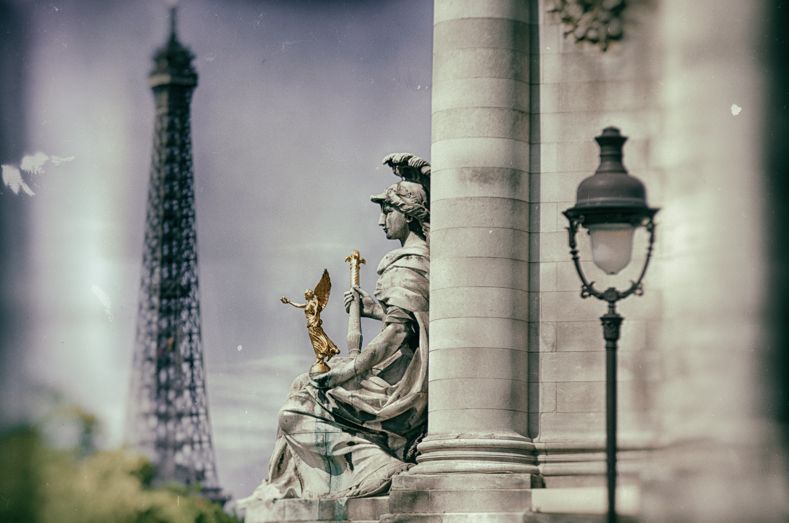 most, Paříž, Francie, věž, socha, Seine, iii, Eiffelova, pont, Alexandre