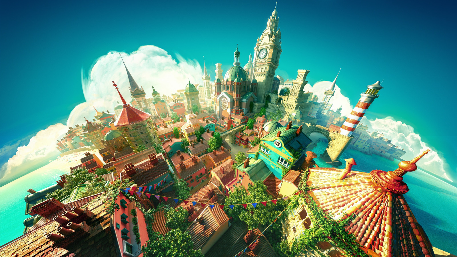 Wallpaper : fantasy city, fantasy art 2460x1384 - WallpaperManiac