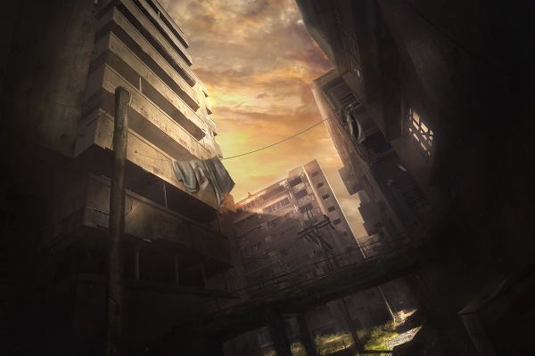 Abandoned city,abstract,artwork,1200x800 px,bridge,buildings