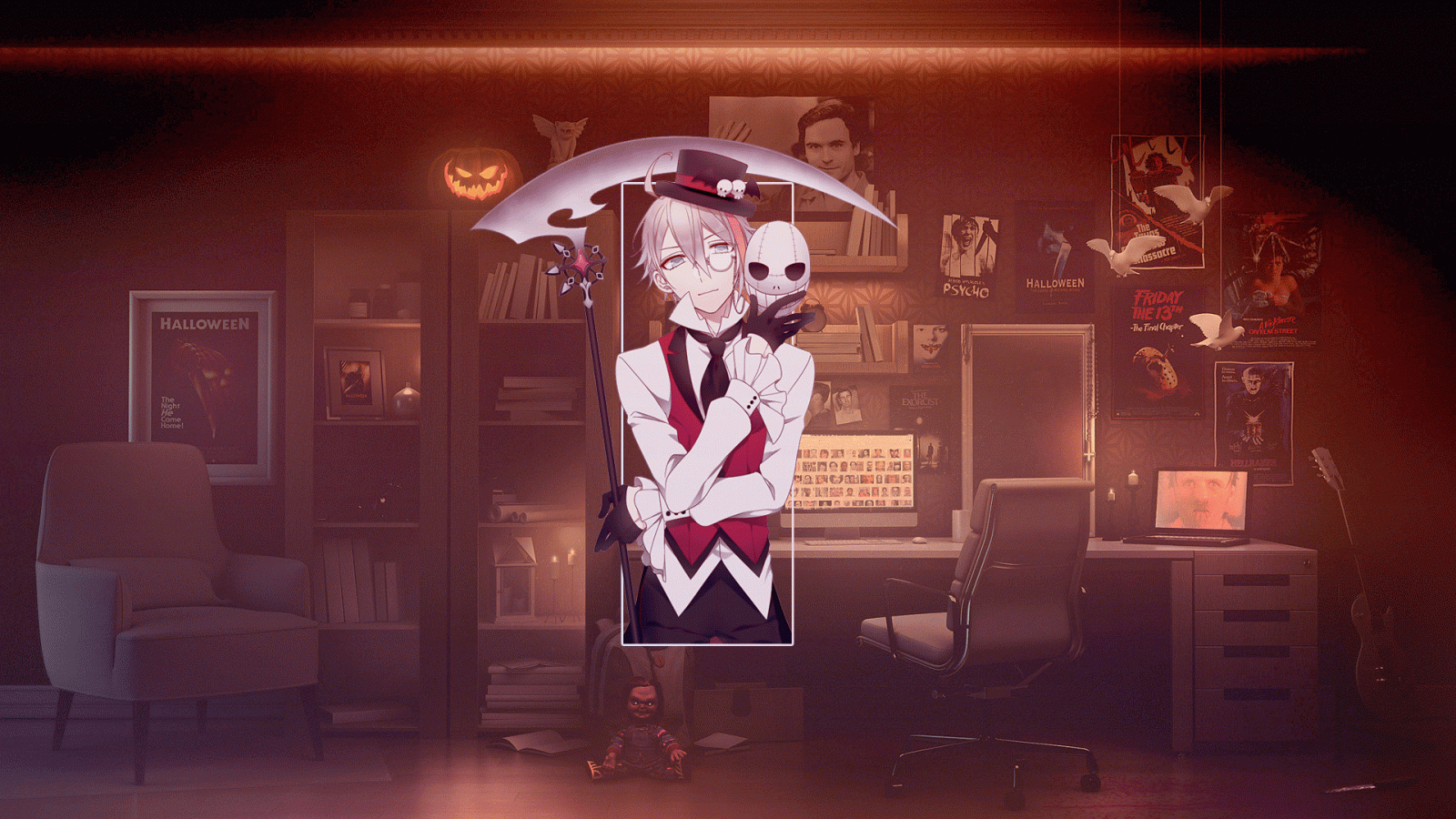 Wallpaper Anime Boys Room Halloween Pumpkin Anime Landscape Digital Art Photoshop Picture In Picture 1920x1080 Onecivilization 1955155 Hd Wallpapers Wallhere