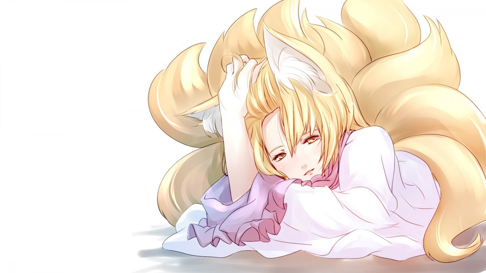 ilustrace, anime, anime dívky, Touhou, kreslená pohádka, Kitsunemimi, pusa, Yakumo Ran, mangaka, interakce