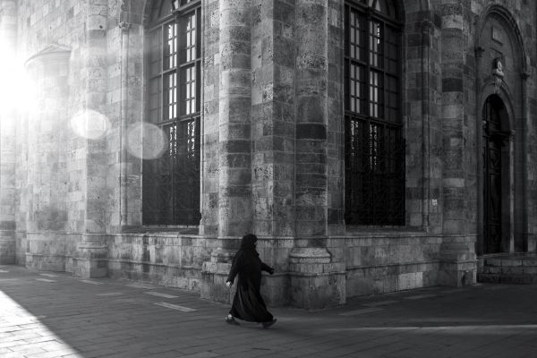 white, black, monochrome, people, window, sunset