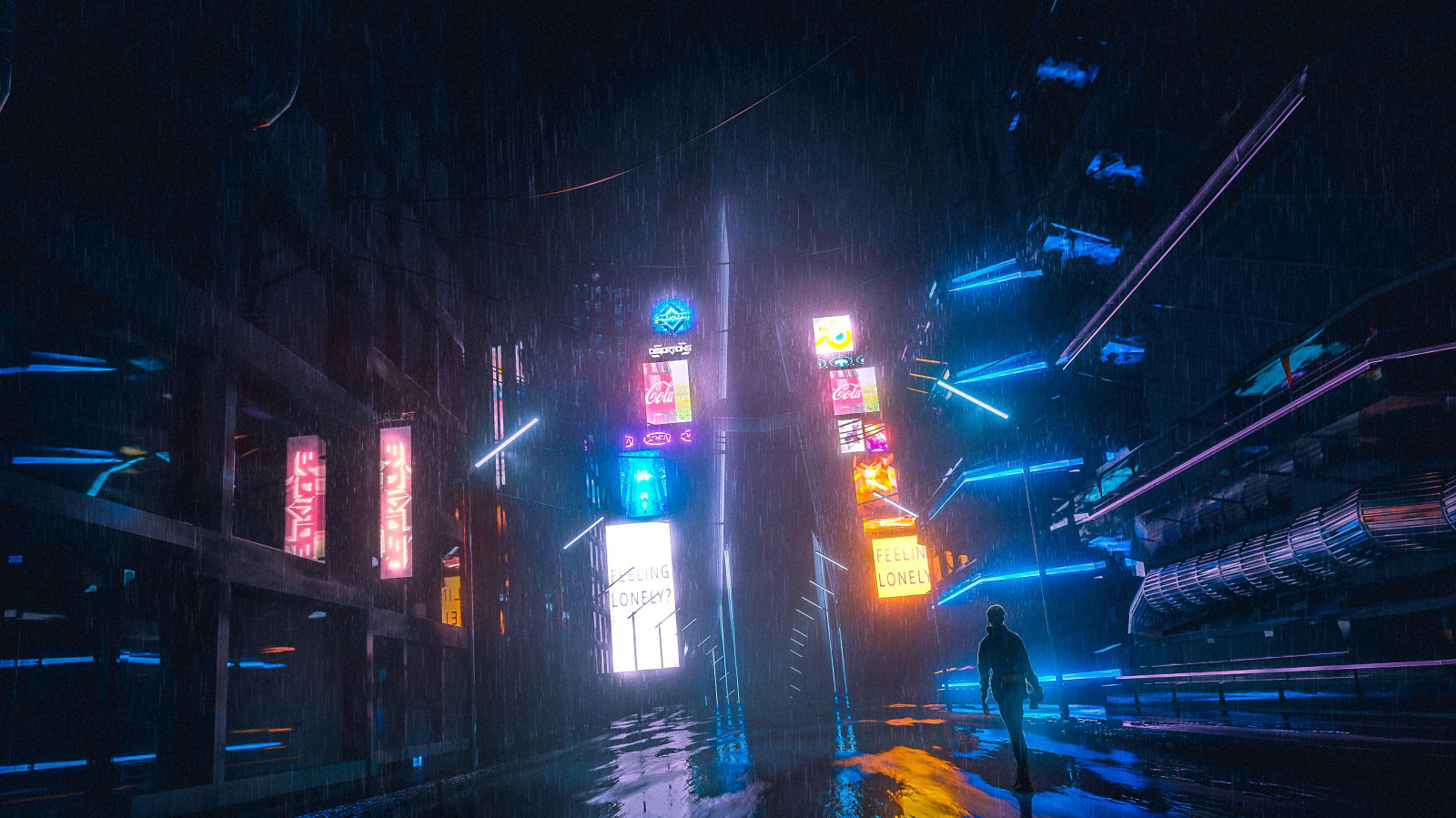 digitální umění, umělecká díla, futuristický, cyberpunk, neon