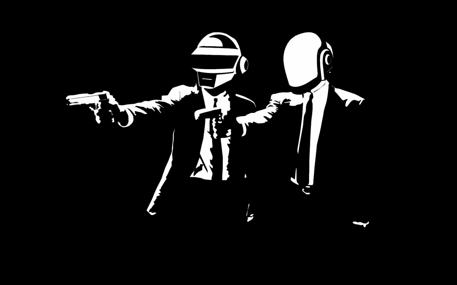 illustration, monokrom, tegneserie, pulp Fiction, skelet, Daft Punk, 1680x1050 px, sort og hvid, monokrom fotografering, skrifttype
