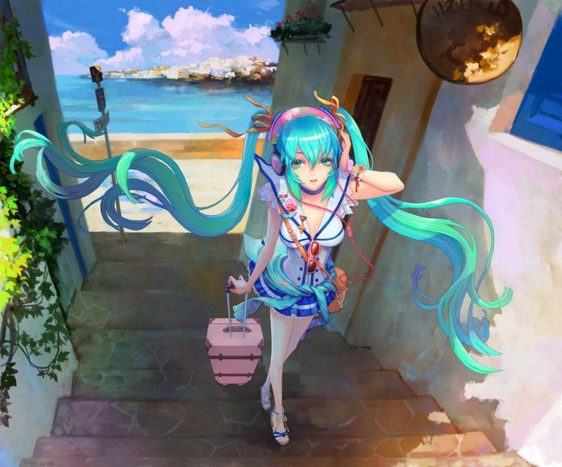 malování, anime, park, Vocaloid, Hatsune Miku, nástěnná malba malování, anime, park, Vocaloid, Hatsune Miku, nástěnná malba