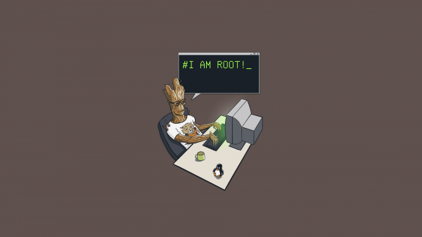 Groot,minimalismus,jednoduché pozadí,Linux,Geek,humor