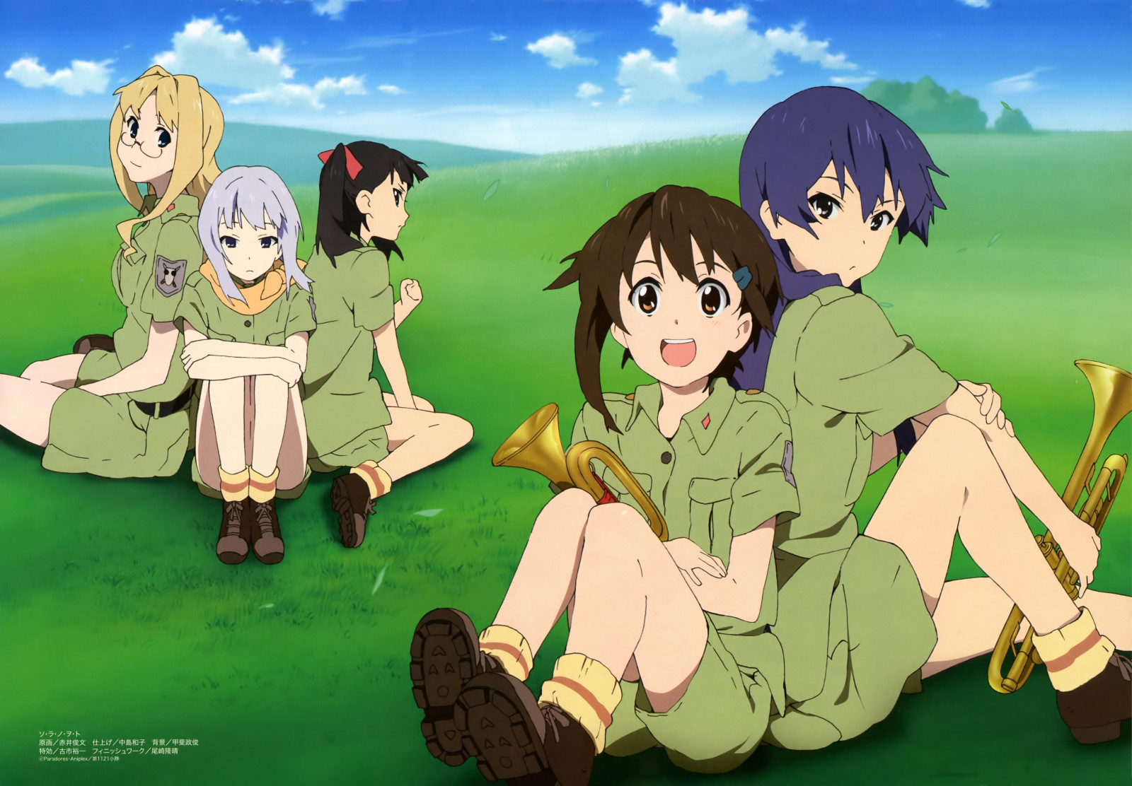 ilustrace, anime, kreslená pohádka, Sora no Woto, Kazumiya Rio, Snímek obrazovky, mangaka