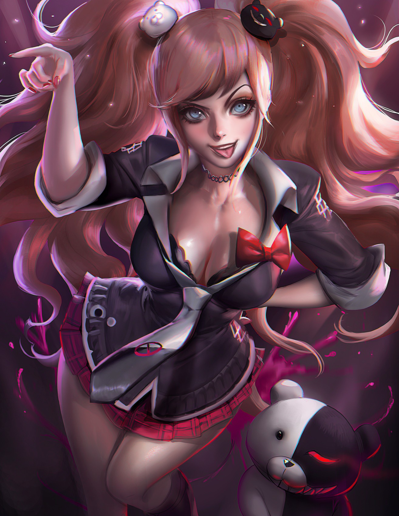 ilustrace, anime, kreslená pohádka, realistický, Danganronpa, Enoshima Junko, komiks, Sakimichan, mangaka
