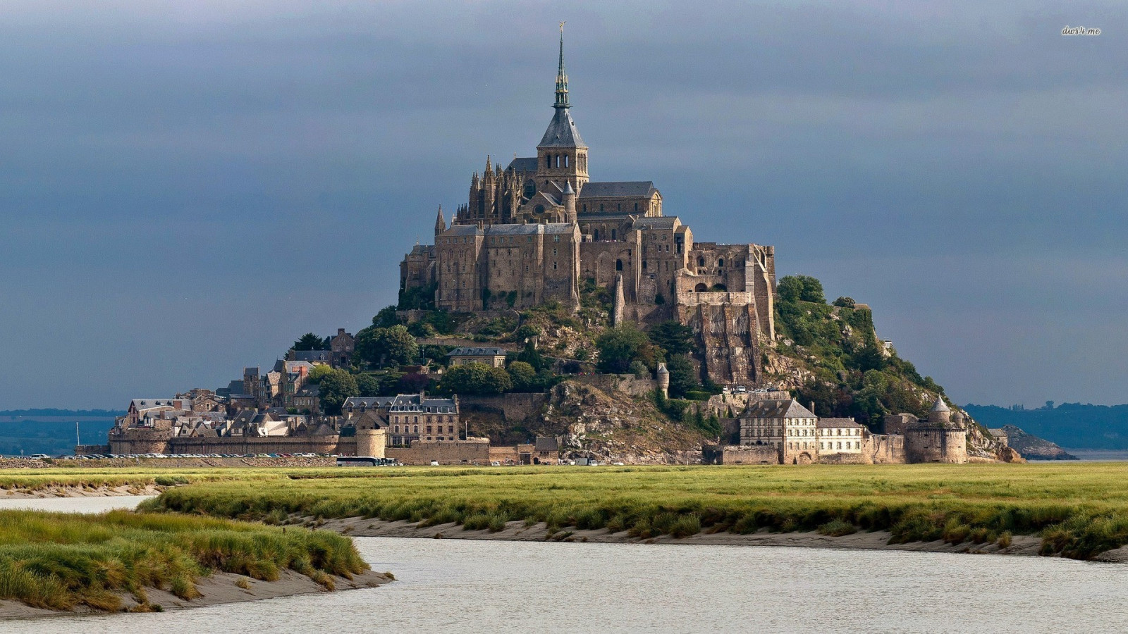 Wallpaper temple, landscape, sea, building, Mont Saint Michel